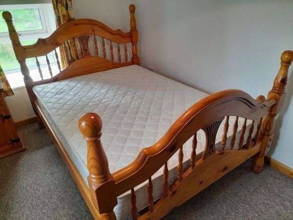 Pine Double bed & mattress (4ft 6")