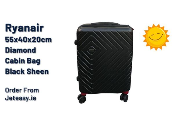 Ryanair & Aer Lingus 55x40x20cm Diamond Cabin Bag Black Sheen