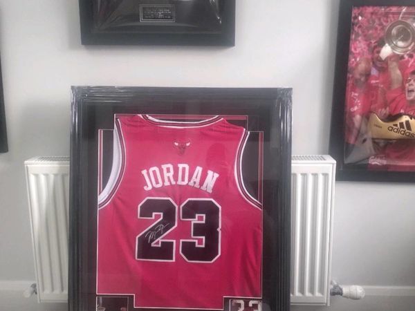 Signed framed Michael Jordan jersey