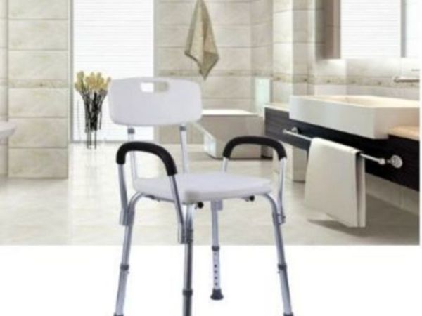 Adjustable Height shower stool, bath seat with back rest