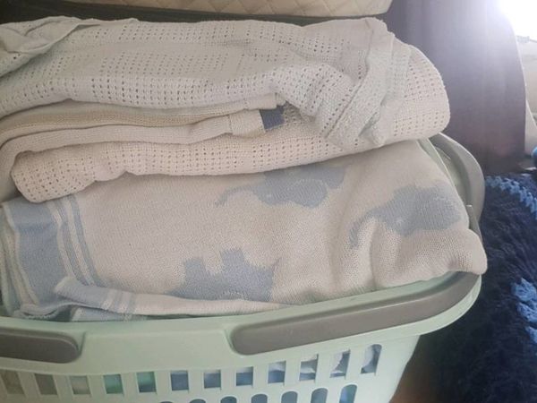 Boys clothes  , basket of blankets
