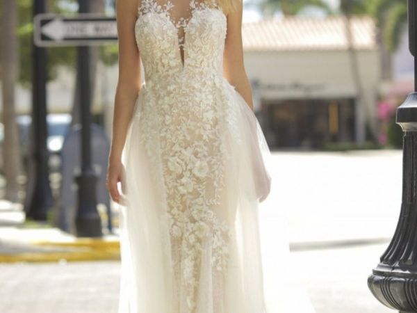 UNWORN-Randy Fenoli Wedding Dress,Overskirt & Veil