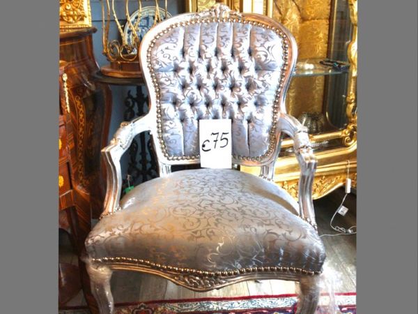 Silver framed occasional armchair