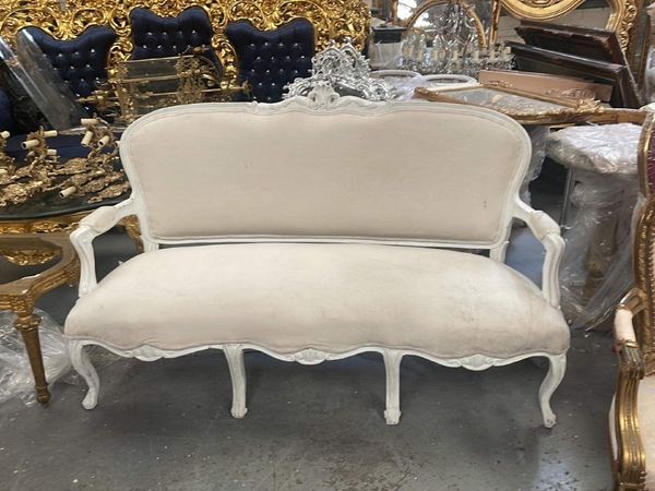 Old white material sofa