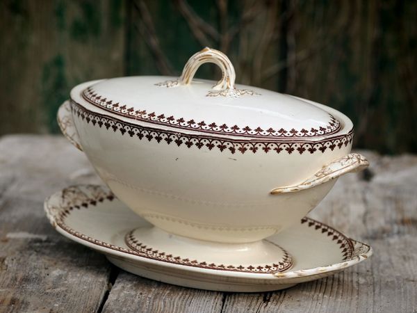 Large Antique Copeland Tureen With Lid And Underplate 1800s