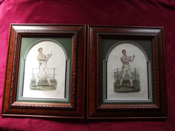 2 X 19th Century Boxing Engravings - Modern Wooden Frames.