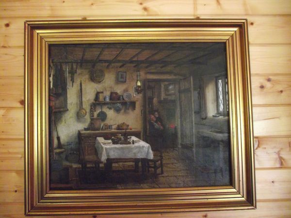 Original Oil on Canvas "After Dinner" by British Artist Jim Andrew 1983