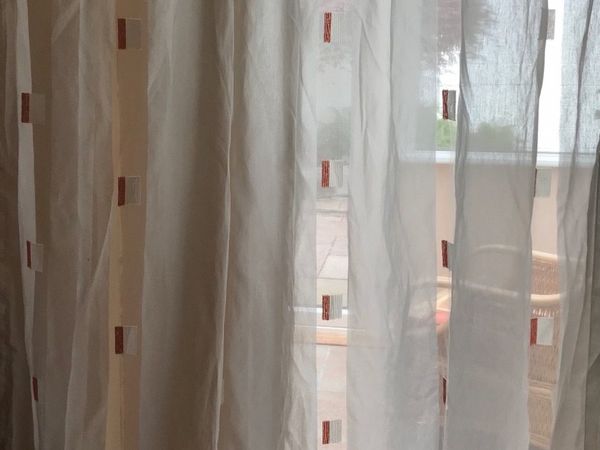 4 viola curtains (230L x 143H cm) in cream, rust