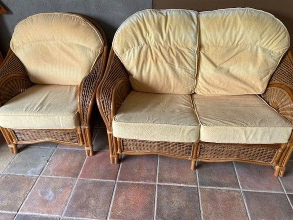 Wicker Sofa, Chair and Matching Wicker Table