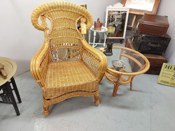 Vintage cane chair with matching table