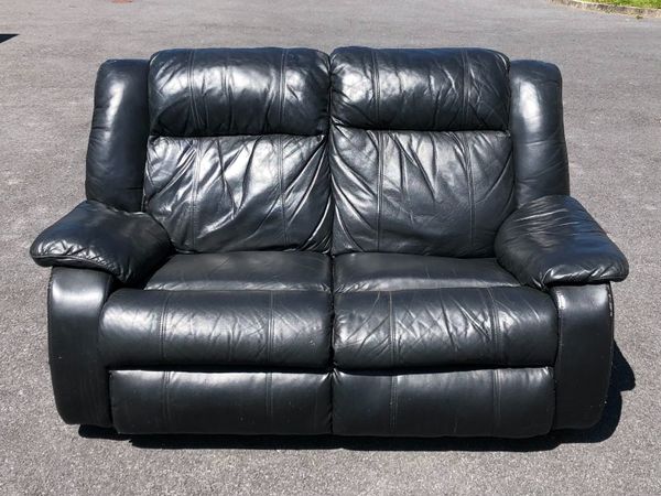 2 seater leather Sofa (Black)