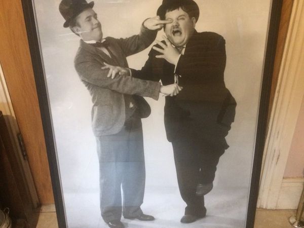 Large framed poster of laurel and hardy
