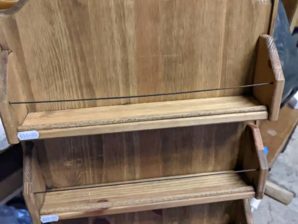 Wooden table top display shelf unit