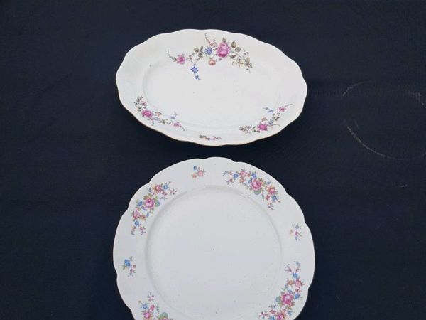 Lot of 2 china plate biscuit and cake plate