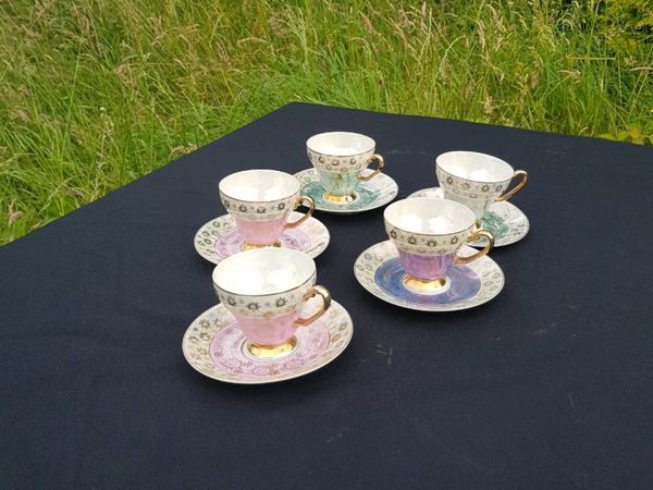 5 china tea cups and saucers lot price all