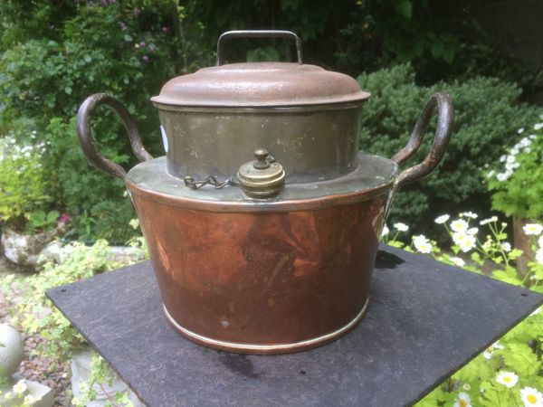 antique early 1900s copper chocolate melting pot