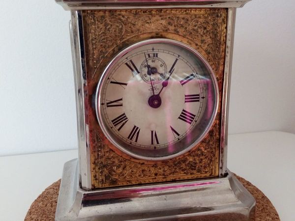 Antique Germany Junghans Carriage Music Box Alarm Clock