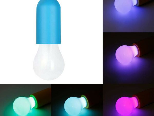 Hanging LED Pull Rope Light Bulb Colorful Camping Kids Room Decorative Lamp Blue