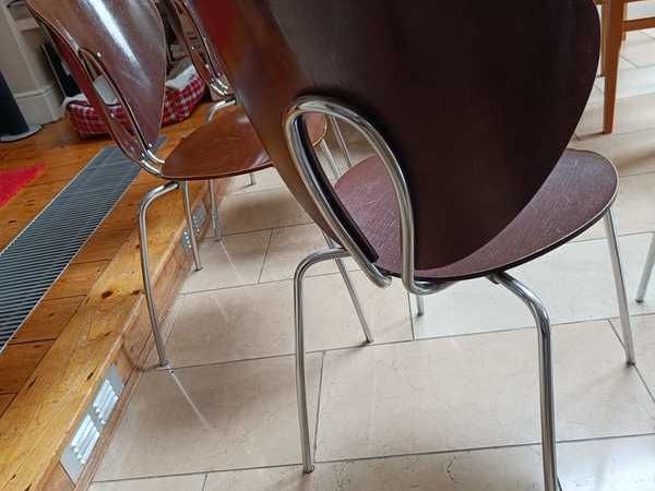 6 x retro chairs and chrome standard lamp