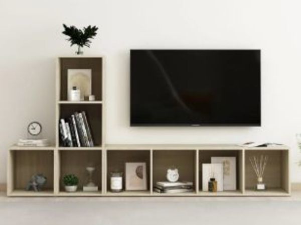 New*LCD 3 Piece TV Cabinet Set Sonoma Oak Chipboard