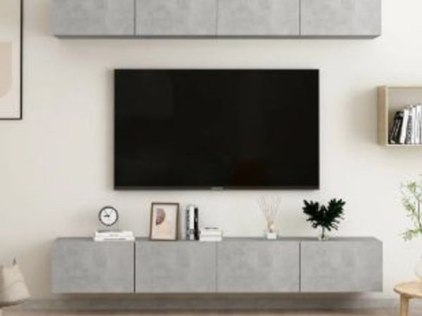 New*LCD TV Cabinets 4 pcs Concrete Grey 100x30x30 cm Chipboard