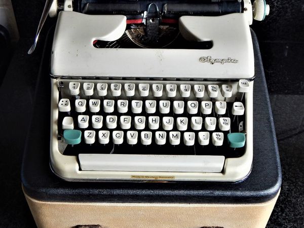 Vintage Olympia Typewriter circa 1962 with case, made in Germany