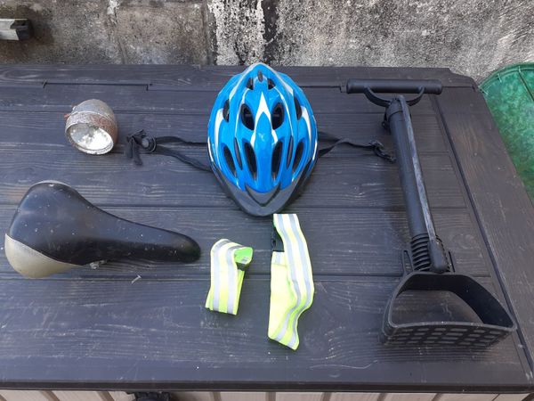 Bike pump, helmet, saddle, reflectors, light