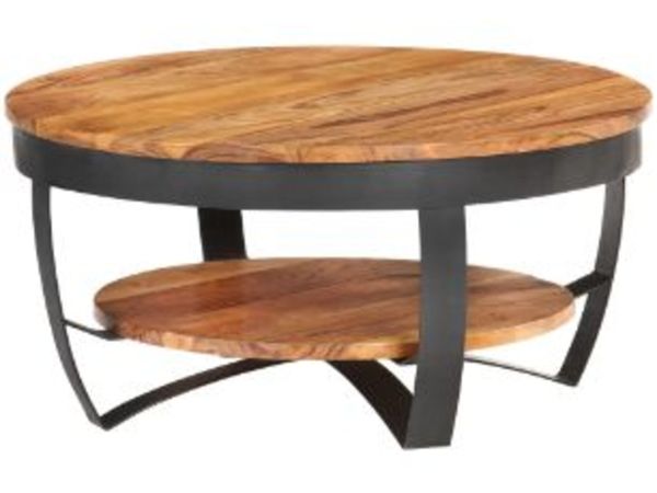 New*LCD Coffee Table 65x65x32 cm Solid Acacia Wood