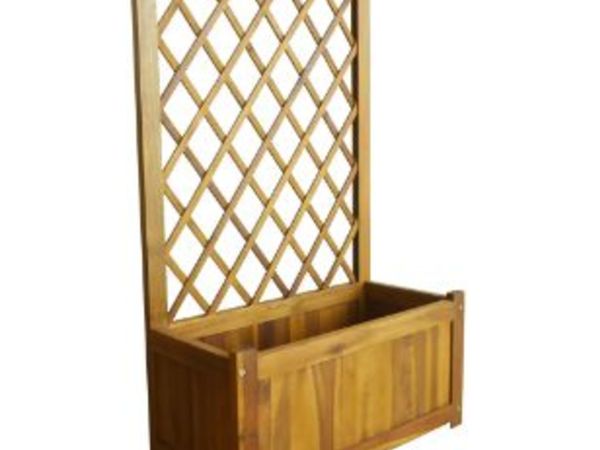 New*LCD Garden Raised Bed with Trellis Solid Acacia Wood