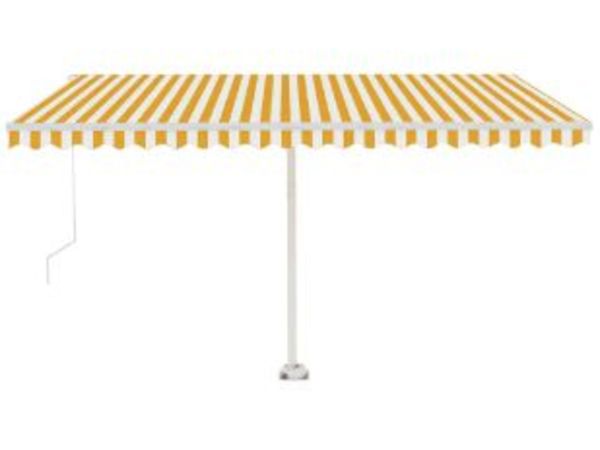 New*LCD Freestanding Manual Retractable Awning 450x300 cm Yellow/White