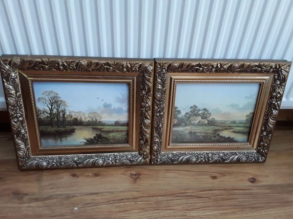 Two beautiful pictures in gilded frame print