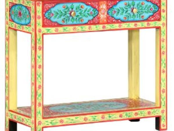 New*LCD Hand Painted Console Table 80x35x75 cm Solid Mango Wood