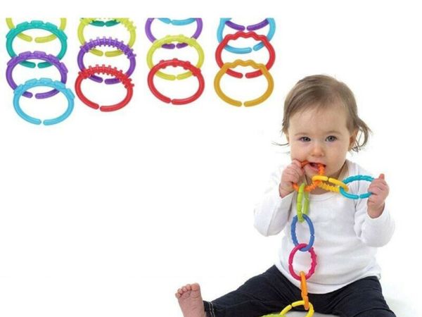 Rainbow Teether Ring Links Plastic Baby Kids Infant Stroller Gym Play Mat Toys