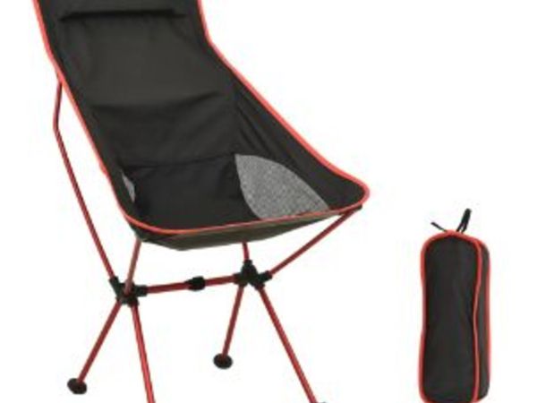 New*LCD Foldable Camping Chair PVC and Aluminium Black