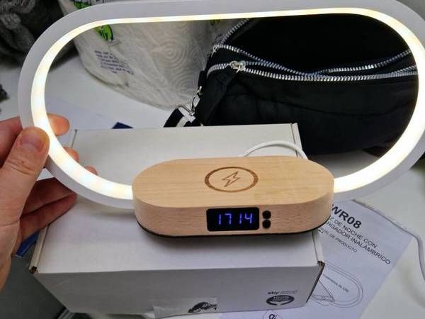 Touch lamp with wireless phone charger & clock