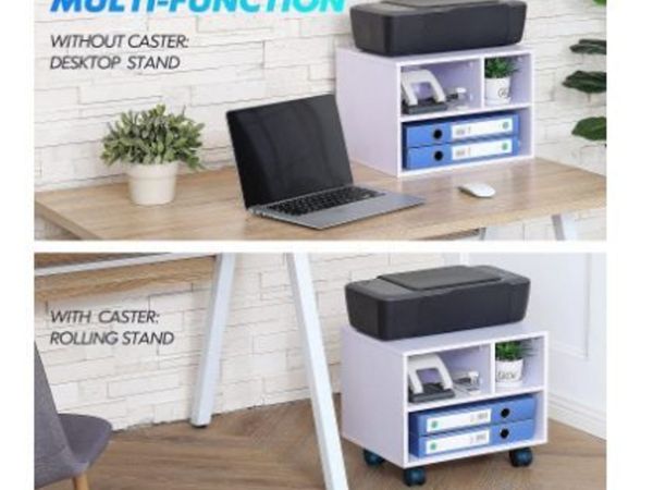 Office Container Multifunction Trolley Printer Stand Wood Black