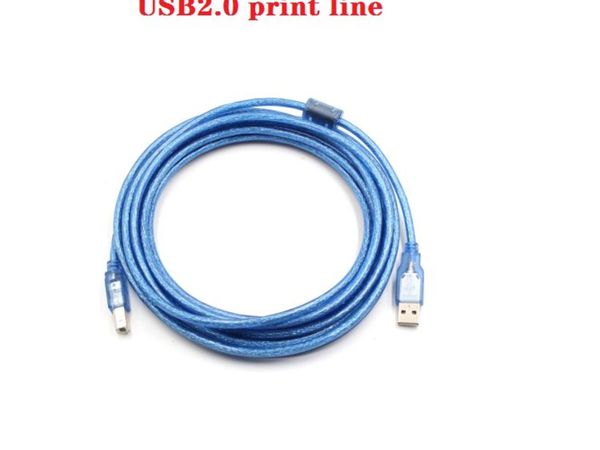 Square port transparent blue USB2.0 printer data cable usb print line AM to BM Extension cord with magnetic ring Shield...Only €9.99