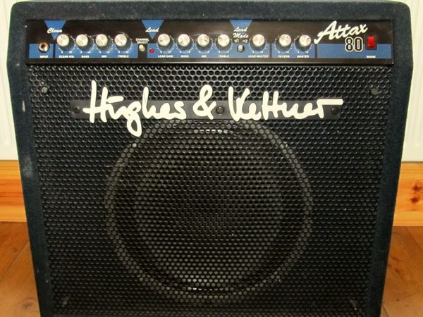 Vintage Hughes and Kettner 1993 100 Watt Guitar Amp in almost mint condition. The amp has been in my care for 23 years and in that time has been in a smoke free household and never been gigged which will explain the well cared for condition. I have not seen a H&K amp of this vintage in as good condition. This 2 channel 100w amp packs a real punch, very nice clean sound and raunchy overdrive channel, with a nice reverb. The amp is equipped with a Hughes & Kettner RockDriver Vintage Series V12 8 ohm Speaker. The amp has had a recent full service with no issues found. It's covered in the original furry style tolex and is a very robust covering finish Click on the link for the amp details and specs. Viewing and demonstration of the amp can be arranged. Collection only. 250 Euros Thanks for looking