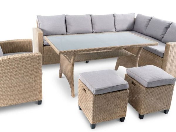Garden furniture | Corner set + armchair + 2 pouffes | free delivery | payment on arrival