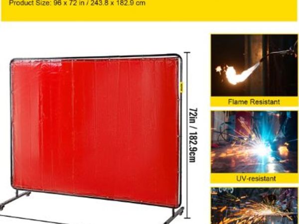 Welding Curtain Screen 1 or 3 Panel Flame Retardant Fire Proof Blanket Mobile Anti UV Vinyl Translucent Shield 6x6FT 6x8FT