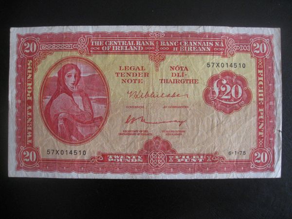 20 Pound Lady Lavery Notes - 75 Euros Each