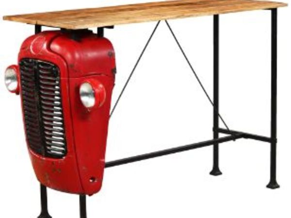 New*LCD Tractor Bar Table Solid Mango Wood Red 60x150x107 cm