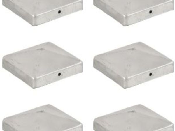 New*LCD Pyramid Fence Post Caps 6 pcs Galvanised Metal 91x91 mm