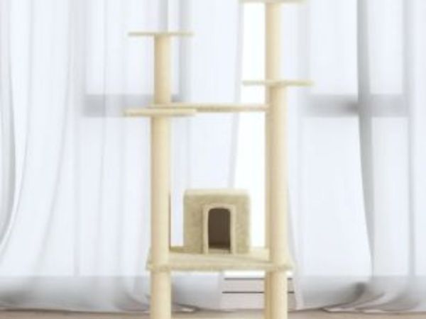 New*LCD Cat Tree with Sisal Scratching Posts Cream 110 cm