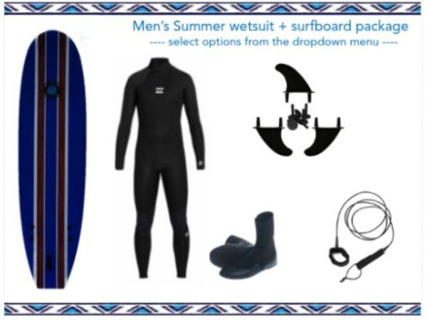 Men Billabong Wetsuit Summer Surf Starter Softboard Package