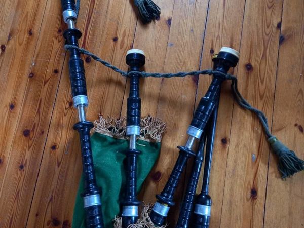 A very old set of bag pipes for sale.