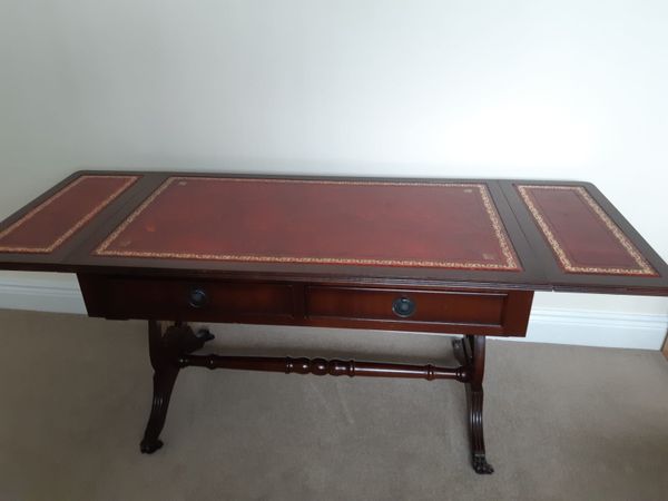 Unique vintage extending occasional table with Leather top