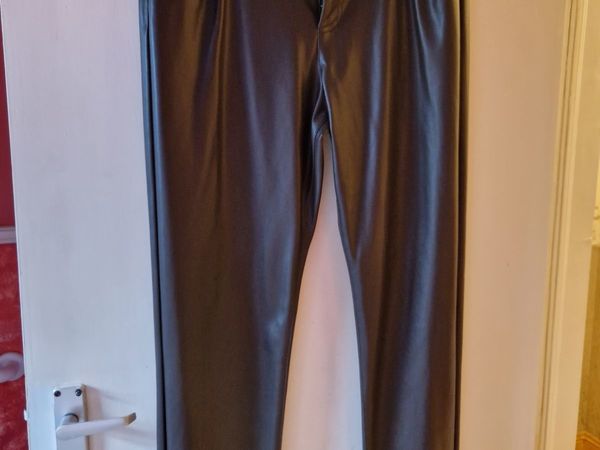 Brown marks and spencer faux leather trousers