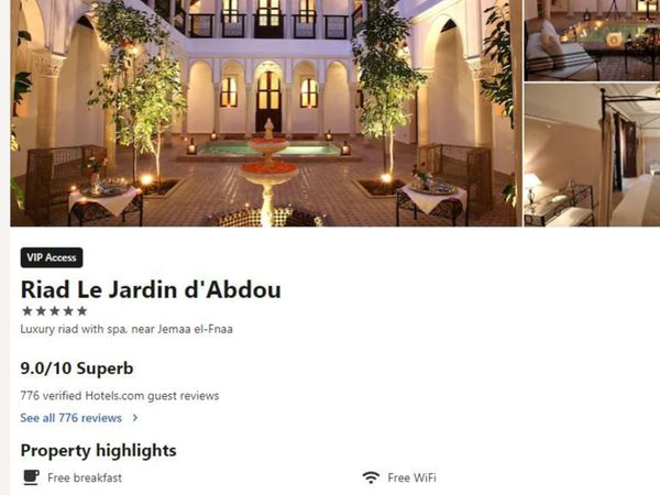 Hotel voucher in Marrakesh