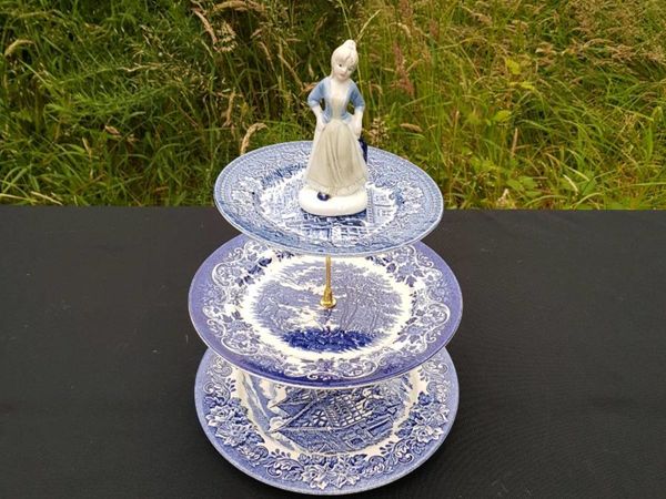 Homemade blue marquise cake stand